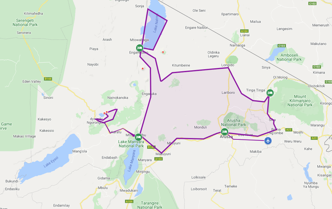 Mapa wycieczki
